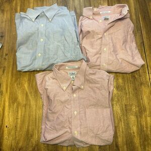 LL Bean Button Down Dress Shirt Lot of 3 ( 17.5-35 ) Wrinkle Resistant